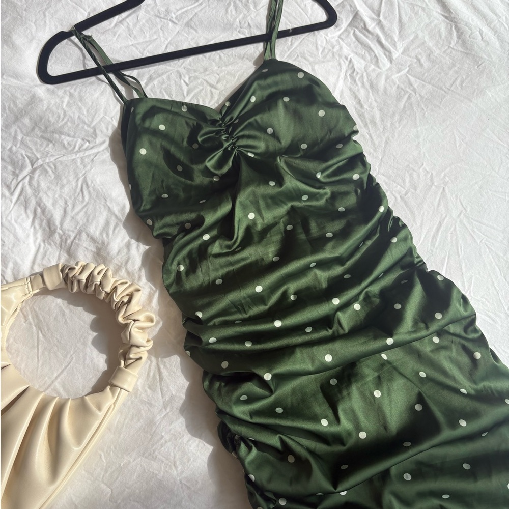 For Love And Lemons Green Polka Dot Midi Dress